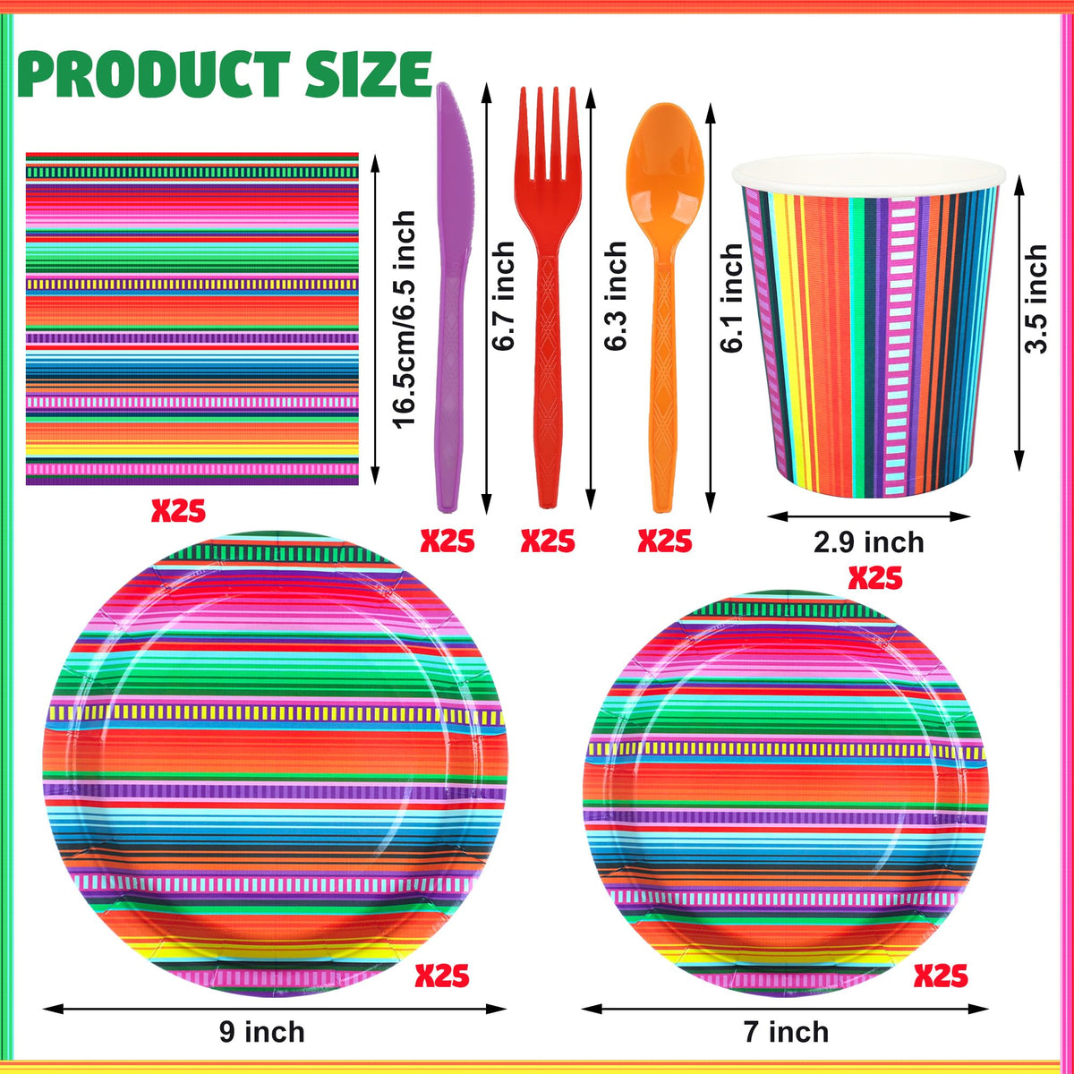 Augisteen Mexican Fiesta 7-inch plates set for appetizers and desserts