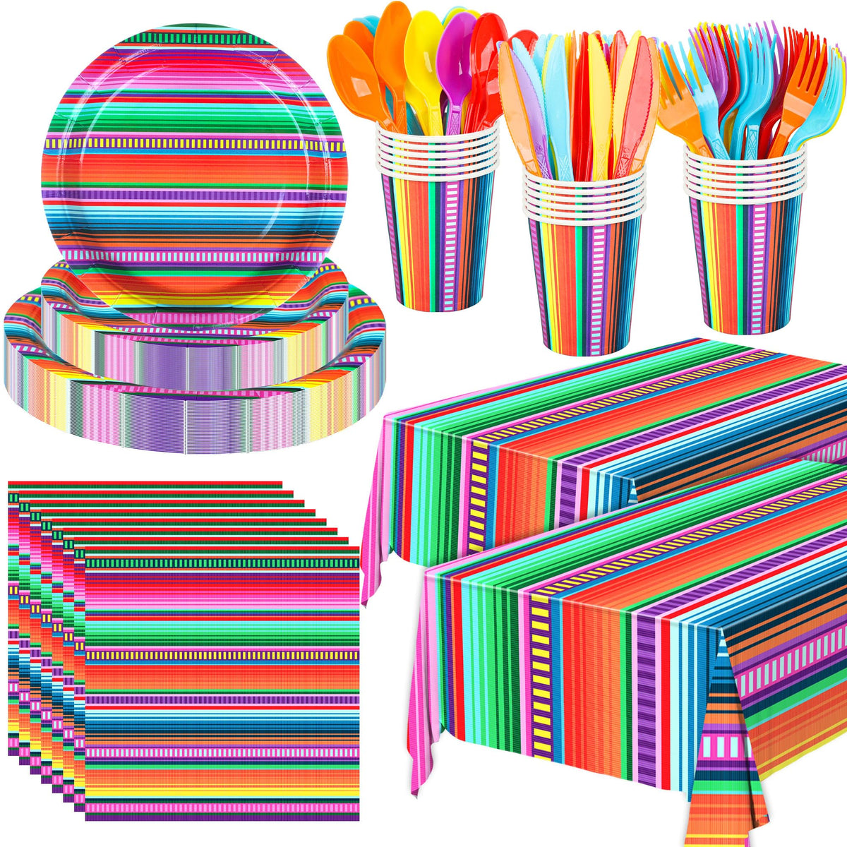 Augisteen Mexican Fiesta 9-inch plates laid out for Cinco de Mayo celebration