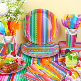 Augisteen Mexican Fiesta tablecloths brighten the table