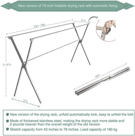 AUGMIRR drying rack with windproof hooks stabilizing garments outdoors.
