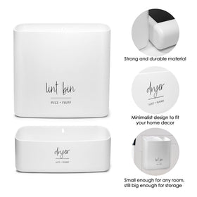 Two-bin magnetic set offers flexible organization for laundry spaces.