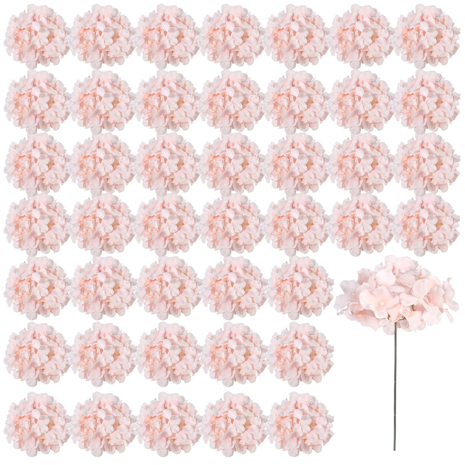 Auihiay pink hydrangea heads with stems for DIY wedding centerpieces.