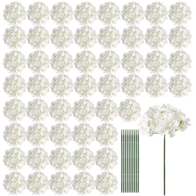 Auihiay 64pcs ivory hydrangea flowers for durable wedding centerpieces and lasting home decor.