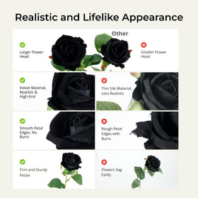 Auihiay black glitter roses accents for wedding arches and table decorations.