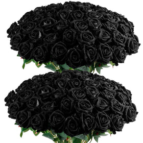 Auihiay black velvet-silk roses closeup with lifelike petals for elegant centerpieces.