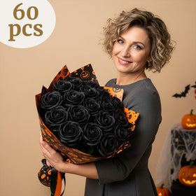 Auihiay black velvet-silk roses bouquet ideal for bridal bouquets and anniversaries.