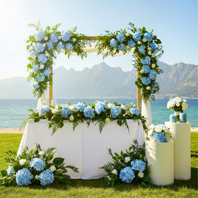 Auihiay blue hydrangea stems bendable for custom vase heights.