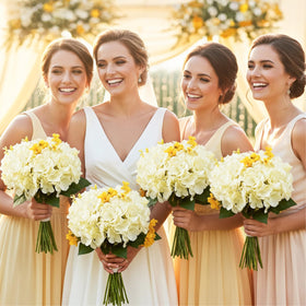 Auihiay hydrangea bouquet design in champagne hue