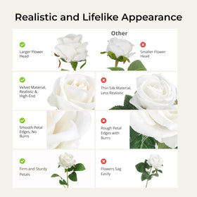 Auihiay bulk roses stems with flexible wiring for DIY shaping.