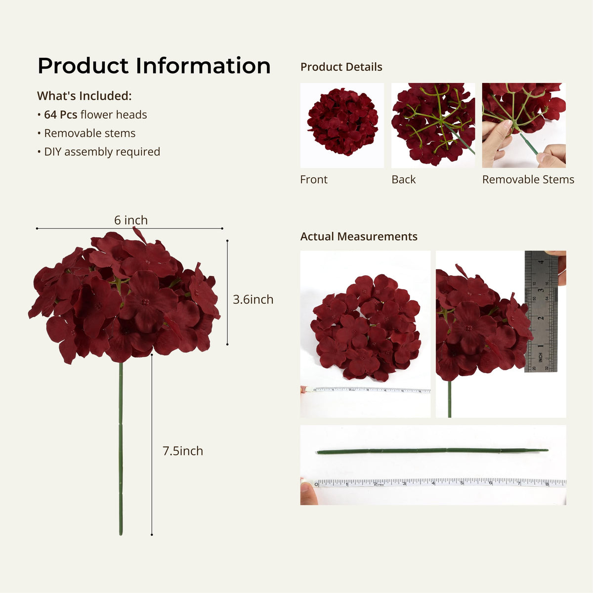 Auihiay Burgundy hydrangea centerpiece idea showing rich color and texture.