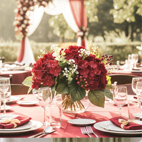 Auihiay burgundy hydrangea DIY assembly demonstrates easy customization.