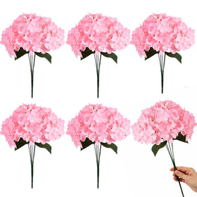 Auihiay 30-head pink hydrangea bouquet for lush porch decor
