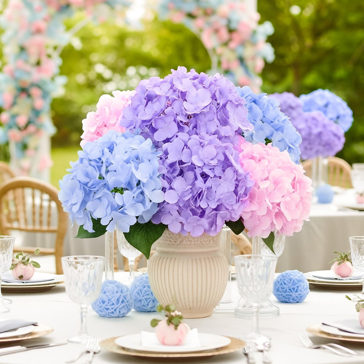 Auihiay packaging and bulk hydrangea set ready for easy setup.