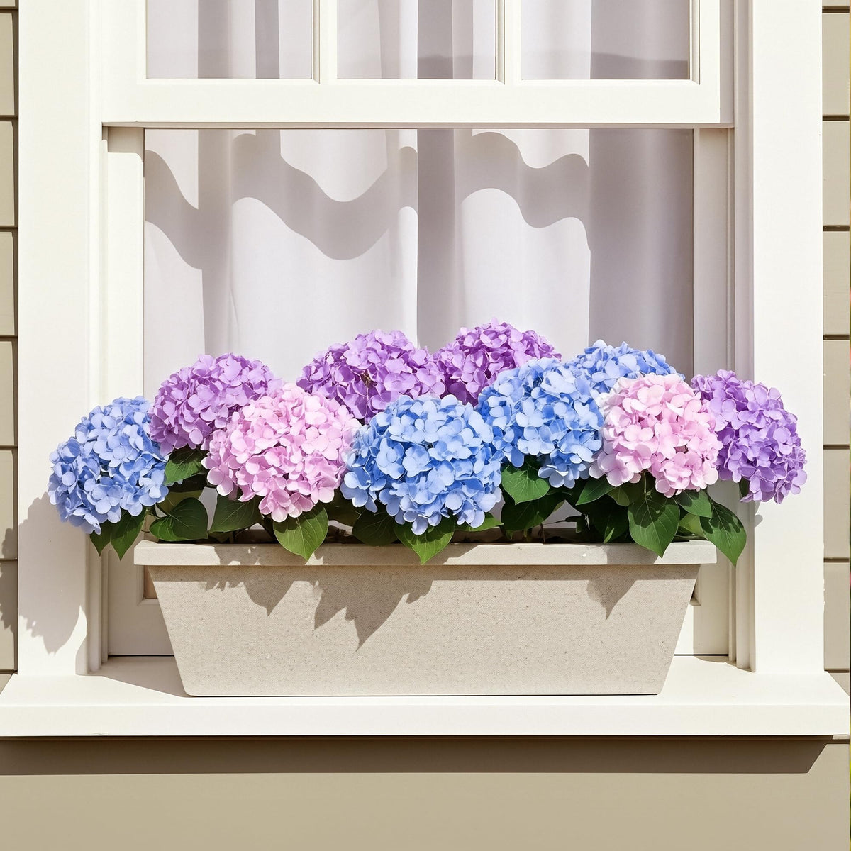 Auihiay porch and garden decor featuring UV-protected hydrangeas.