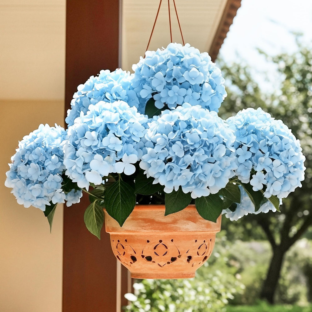 Auihiay realistic leaves hydrangea with natural texture for exteriors.