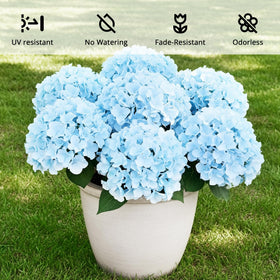 Auihiay silk blue hydrangea flowers for outdoor decor with soft petals.