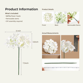 Auihiay hydrangea stems 7.5in offer flexible vase arrangements.