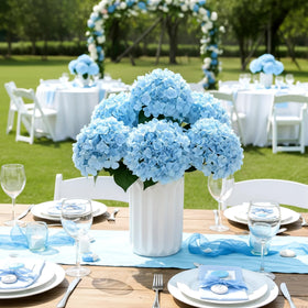 Auihiay hydrangea stems made of plastic and iron wire for shaping blue blooms.