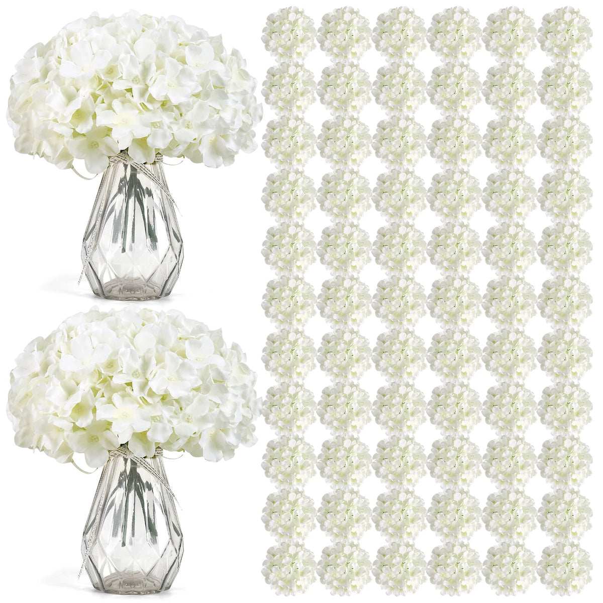 Auihiay ivory hydrangea head close-up for wedding centerpieces.