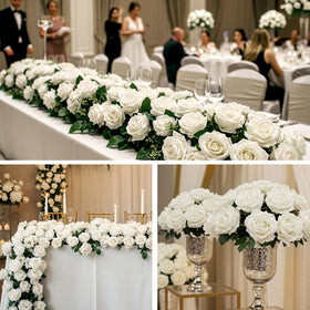 Auihiay outdoor arbor decoration with weather-resistant fake roses.