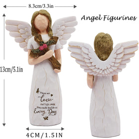 AUKEST sympathy angel with cross and flowers display-ready memorial figure