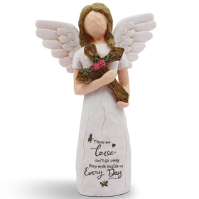 AUKEST Sympathy Angel Figurine close-up showing hand-painted details and cross motif