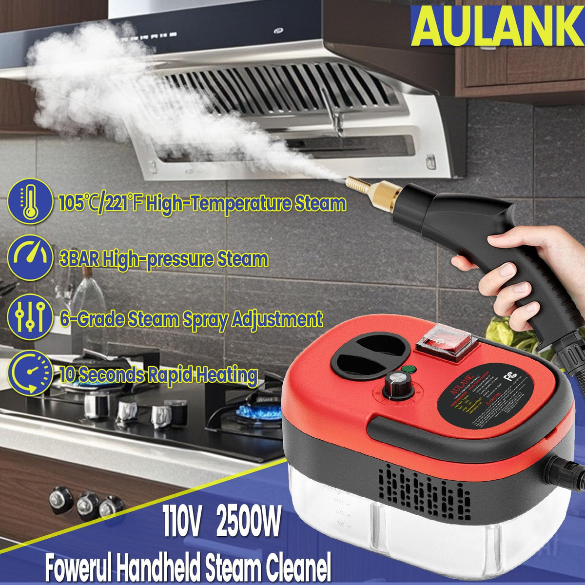 AULANK brush attachments set—copper and nylon—for versatile grime removal.