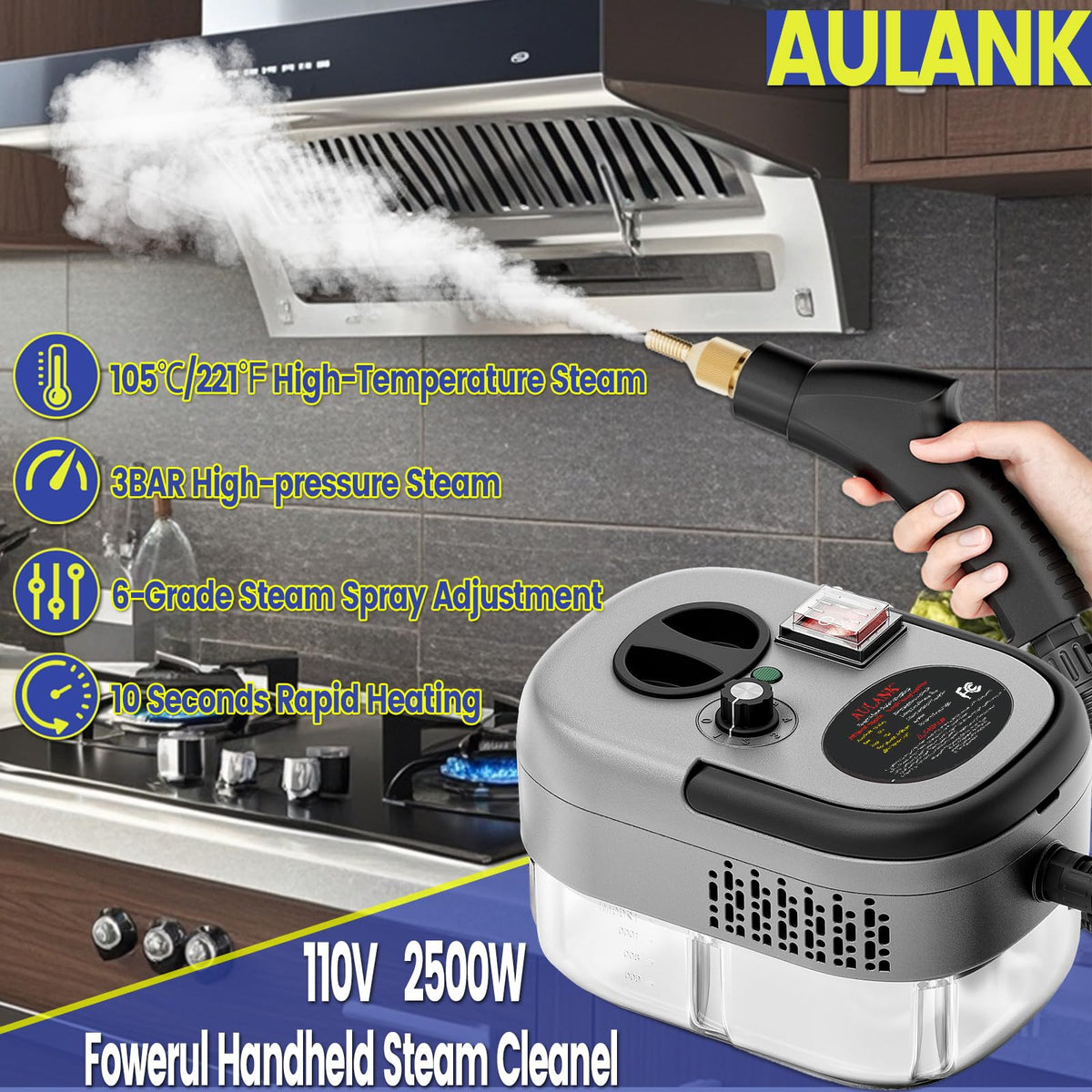 AULANK steam cleaner water tank in action enabling longer cleaning sessions.