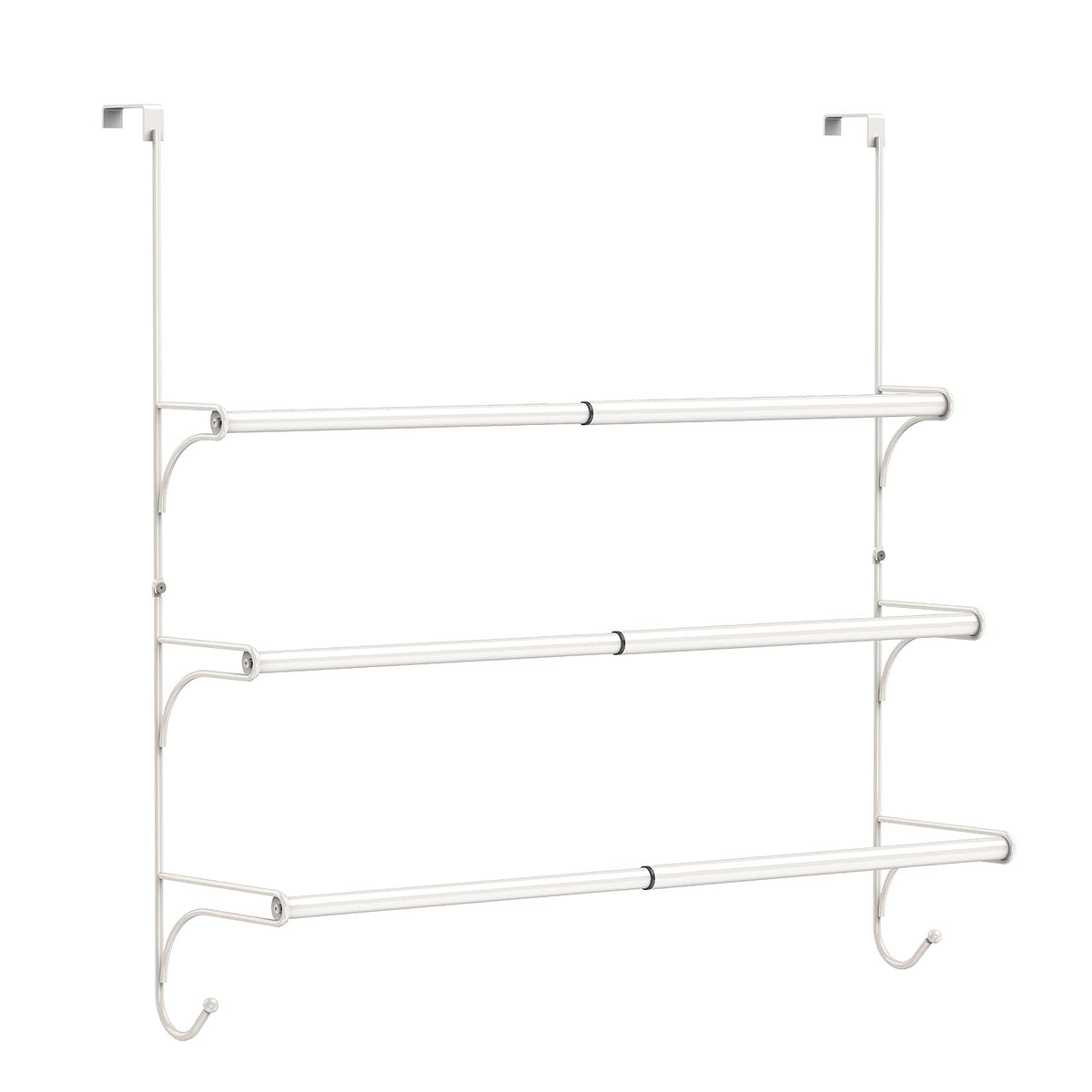 AULEDIO white triple towel rack with hooks supports clothes and bathroom accessories when space is tight