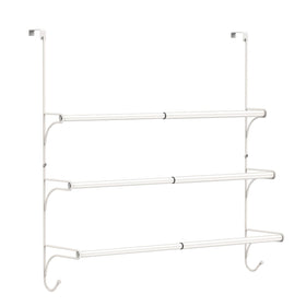 AULEDIO white triple towel rack with hooks supports clothes and bathroom accessories when space is tight
