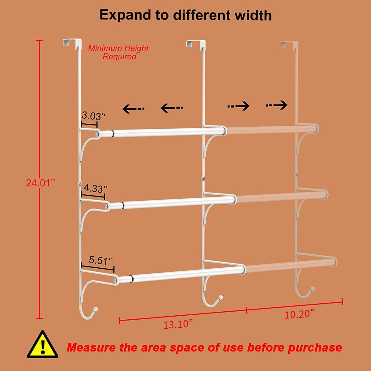 AULEDIO white over-the-door towel rack installed on a door frame ideal for towels and bath accessories