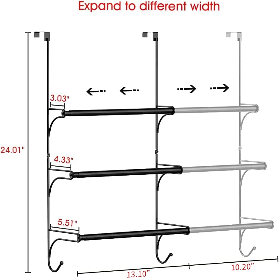 Auledio door-hanging towel rack with three tiers installed behind a door