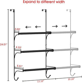 Auledio door-hanging towel rack with three tiers installed behind a door