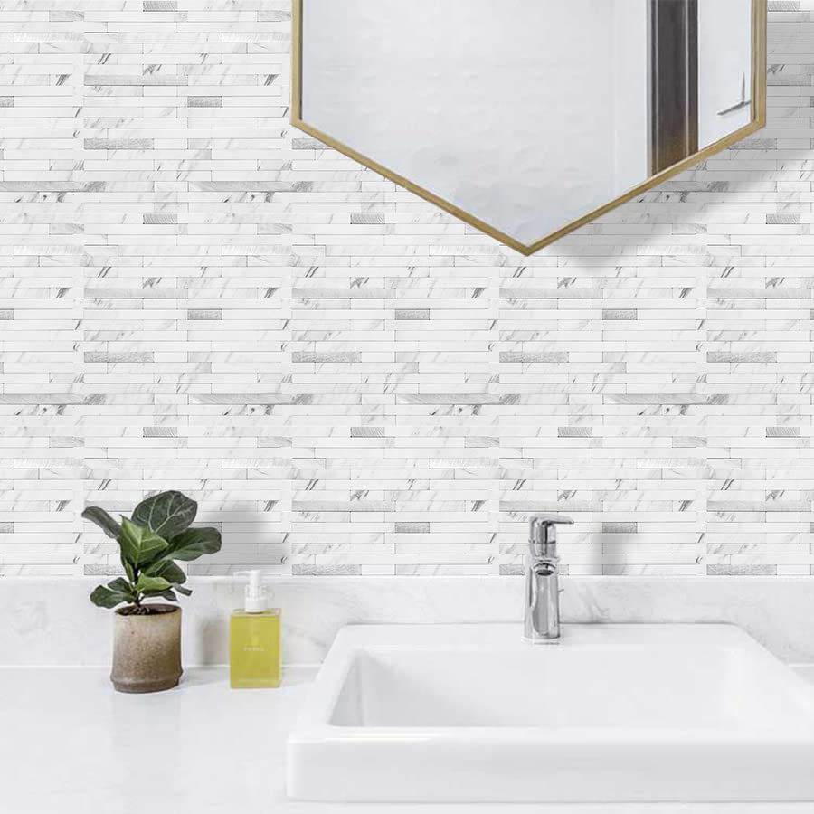 AULIGET heat-resistant backsplash tiles near a stove for reference