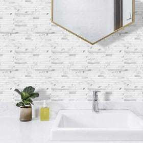 AULIGET heat-resistant backsplash tiles near a stove for reference