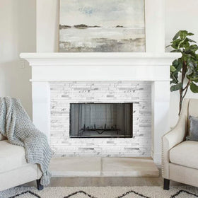 AULIGET high-impact backsplash tiles styled in a bright marble look
