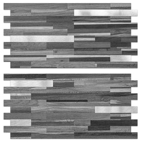 AULIGET peel-and-stick backsplash tiles with black and grey wood texture for quick kitchen update.