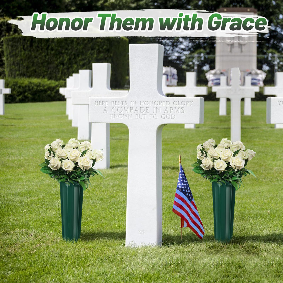 Aulock bouquet holder keeps arrangements secure on memorials.