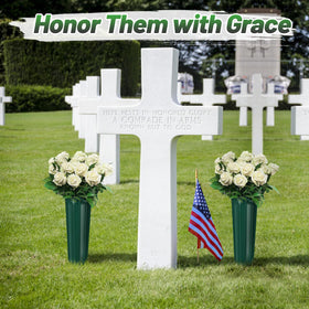 Aulock bouquet holder keeps arrangements secure on memorials.