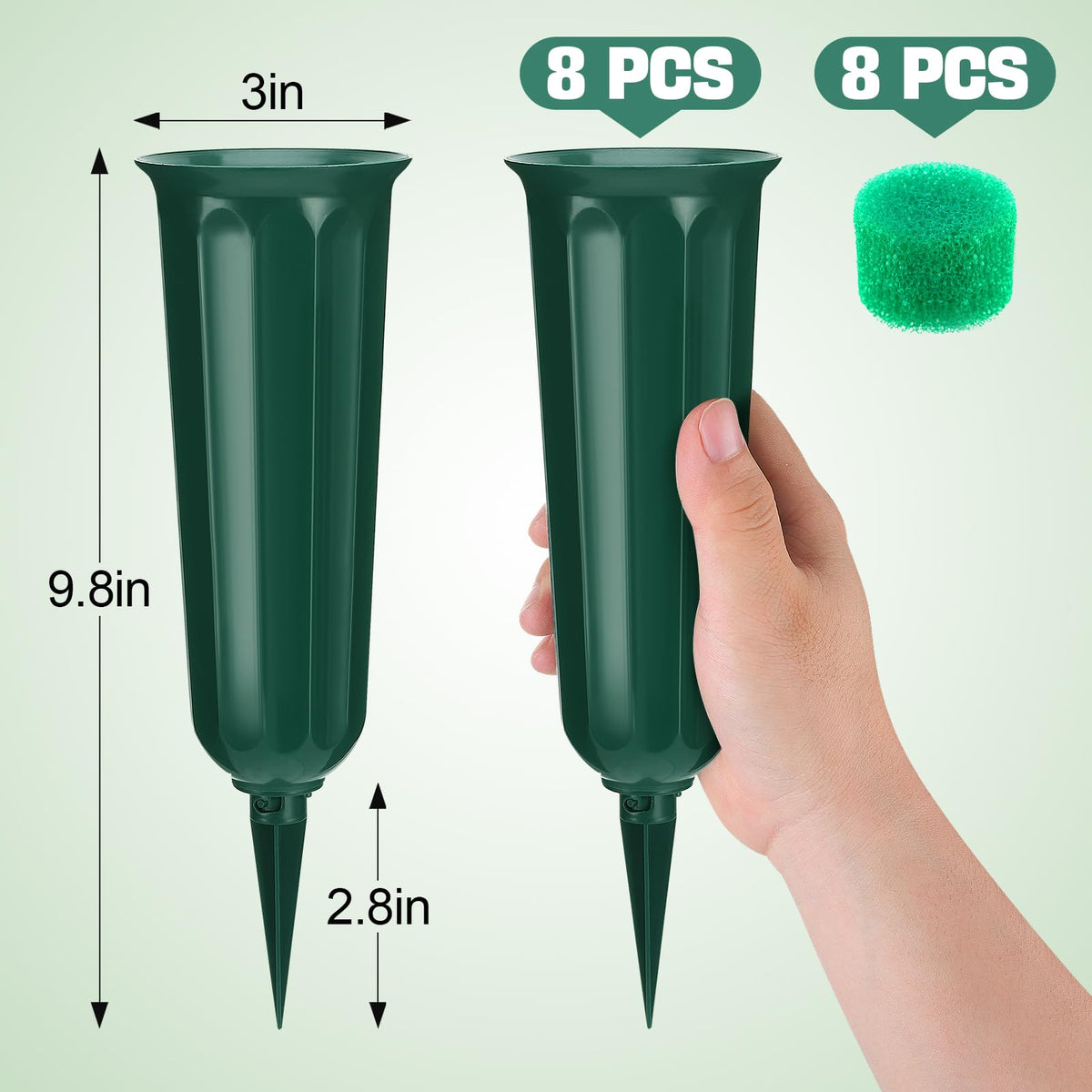 Aulock easy-setup cone vases for quick grave arrangements.
