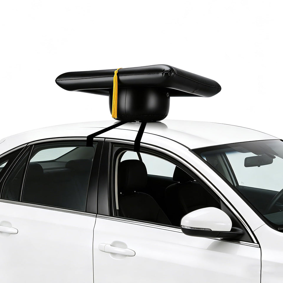 Aulock inflatable graduation cap 23.6 inches in celebratory display on a car roof