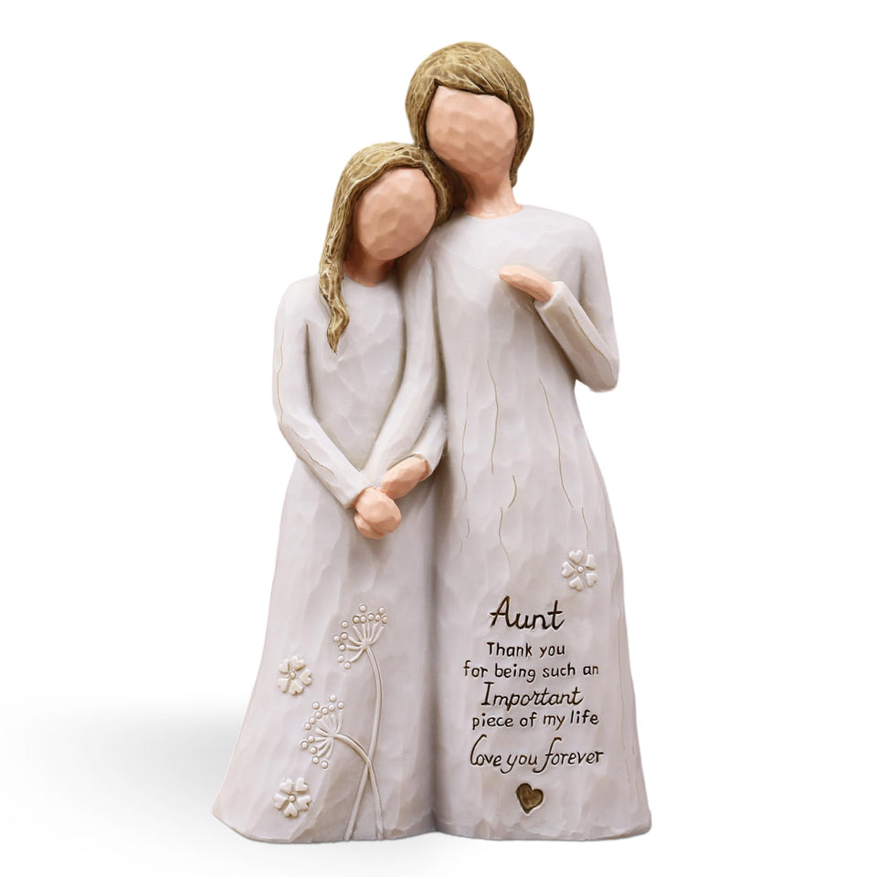 AUMELO Aunt Embrace Figurine on display, a heartfelt birthday gift.
