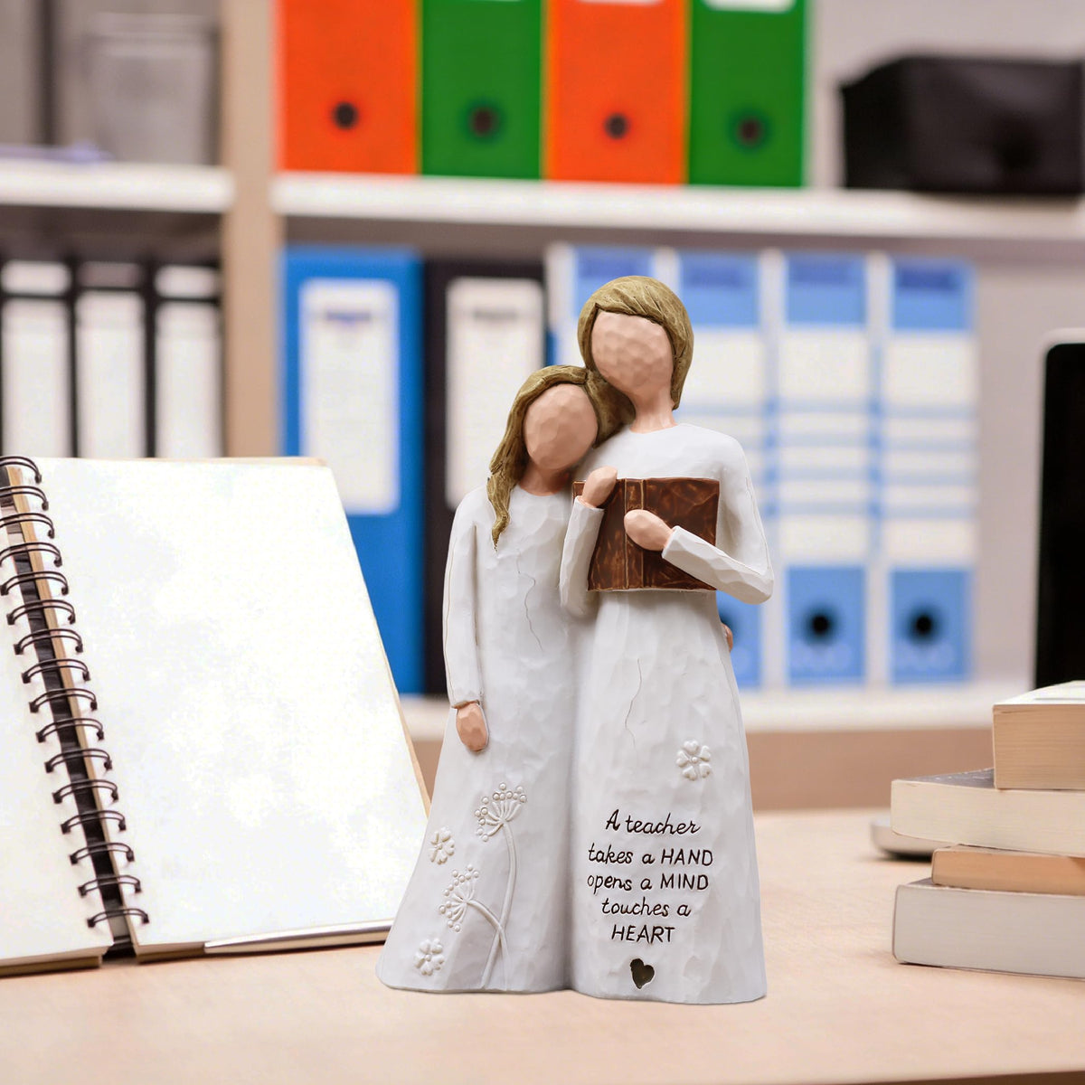 AUMELO elegant teacher tribute figurine with soft tones enhances desk display