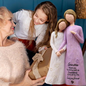 AUMELO gift-ready grandma keepsake purple figurine, self-contained sentiment.