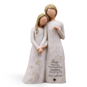 AUMELO Gigi hug figurine on a shelf, ideal grandma gift.