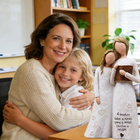 AUMELO hand-painted teacher statue symbolizing guidance for retirement and year-end gifts