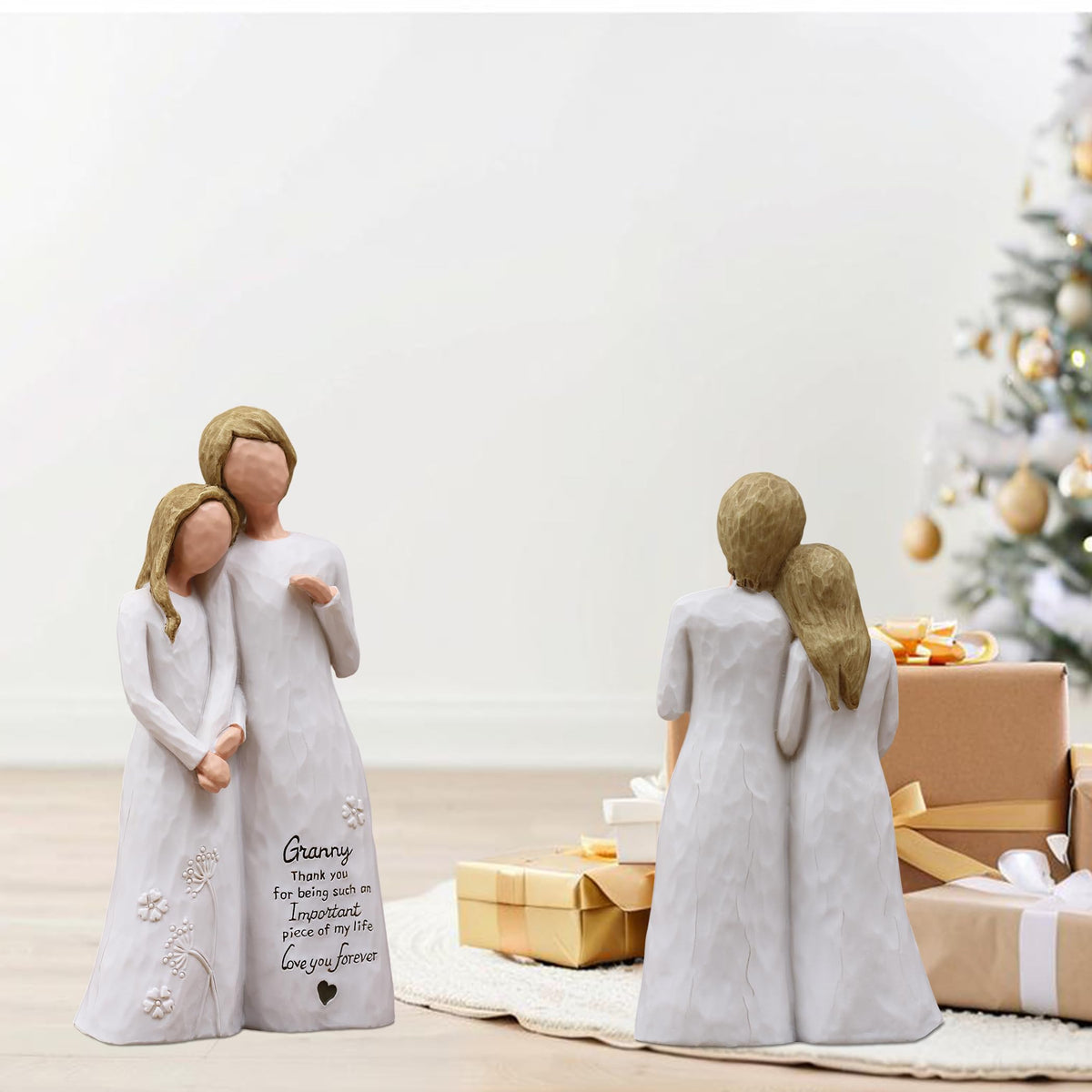 AUMELO mantel display scene showing universal love centerpiece