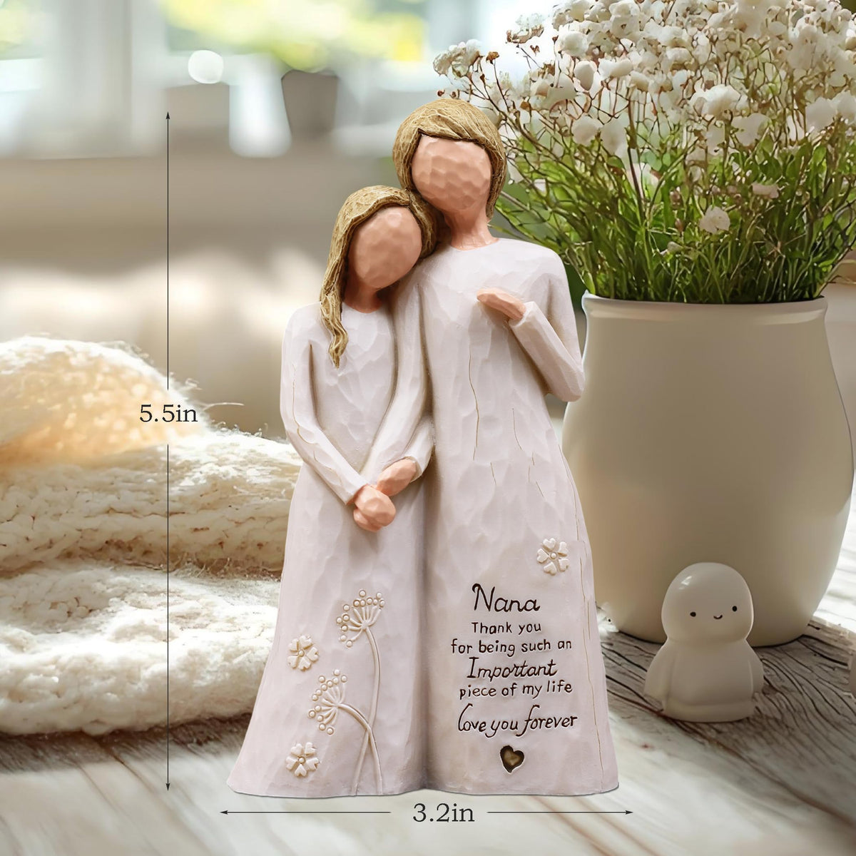 AUMELO Nana hand-painted ivory figure adds warm, versatile decor to any space.