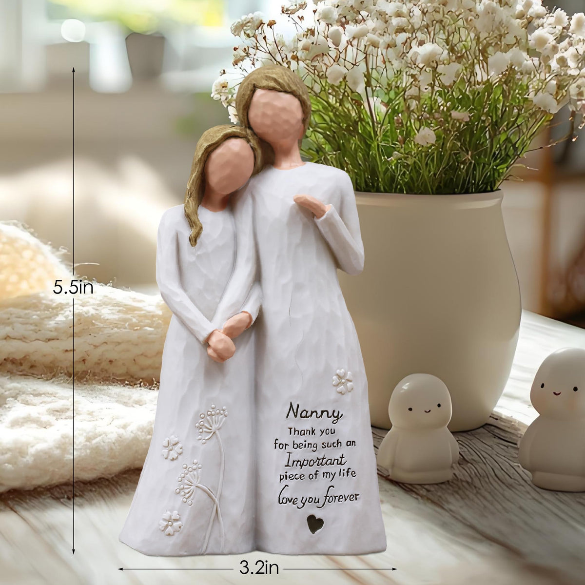 AUMELO decorative figurine fits on desk or mantel, serving as a heartwarming reminder.