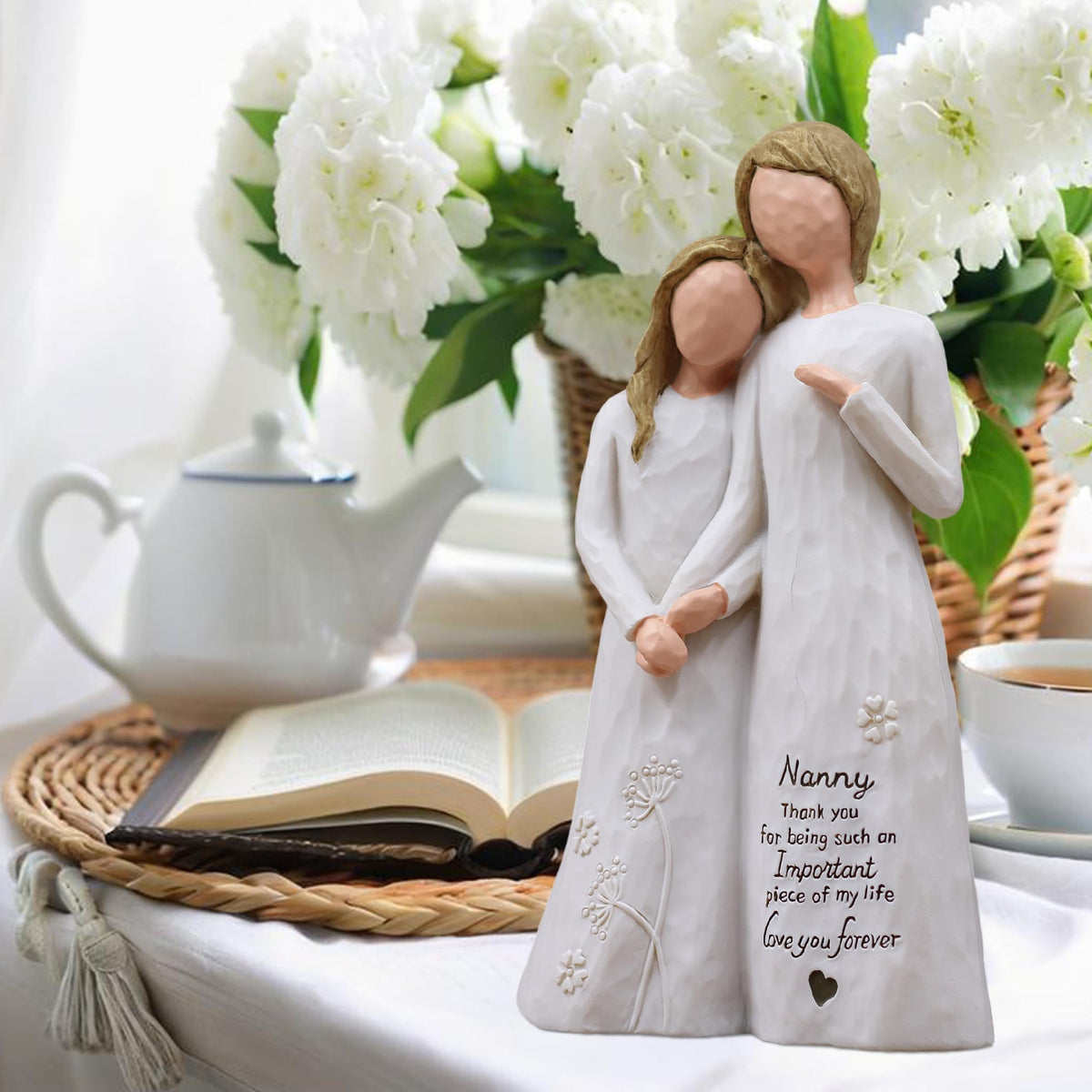 AUMELO nanny Mothers Day gift resin figure in ivory tones for desk or shelf display.